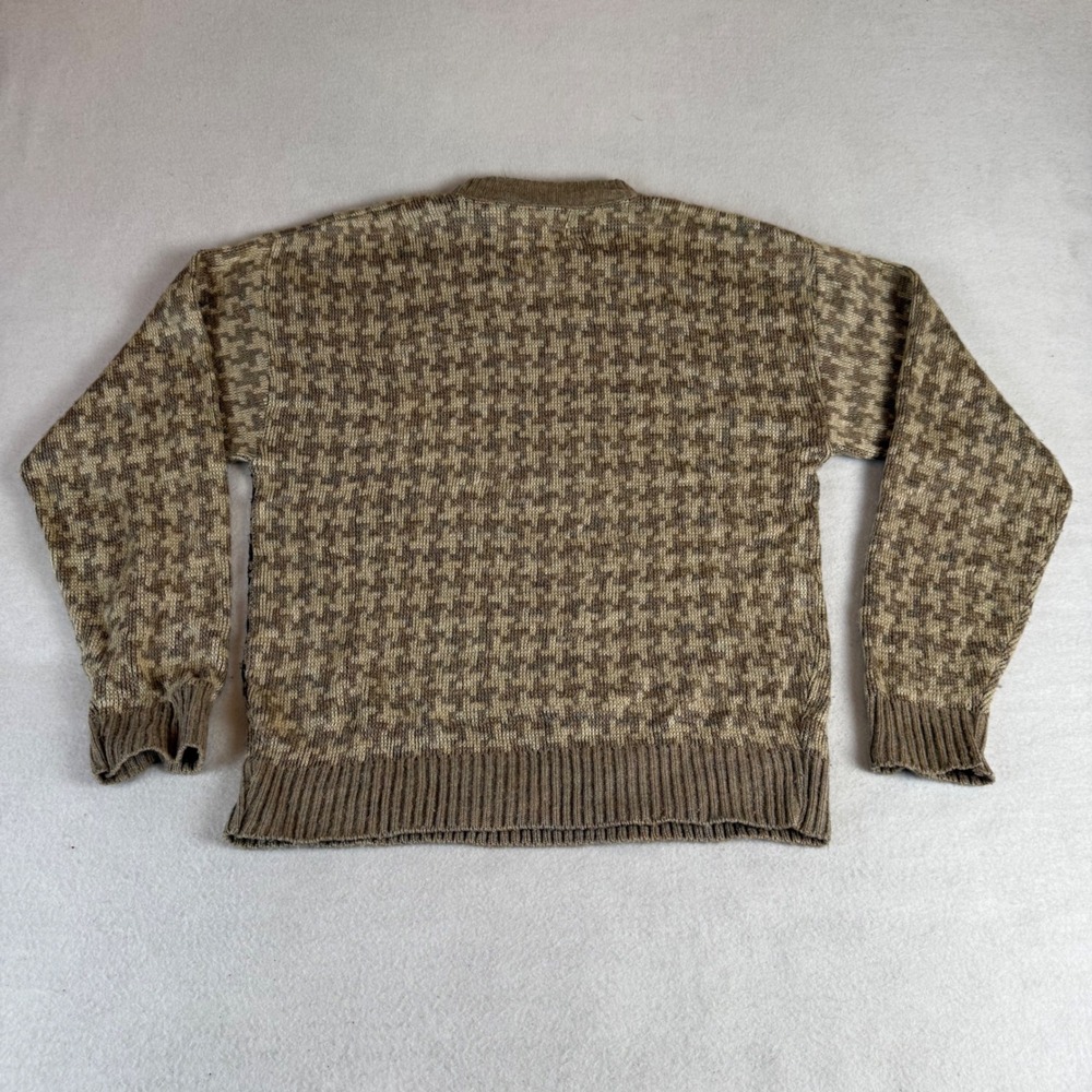 Panhandle Slim Men's Vintage Horse Graphic Houndstooth Knit Sweater Brown Tan M - Picture 6 of 6